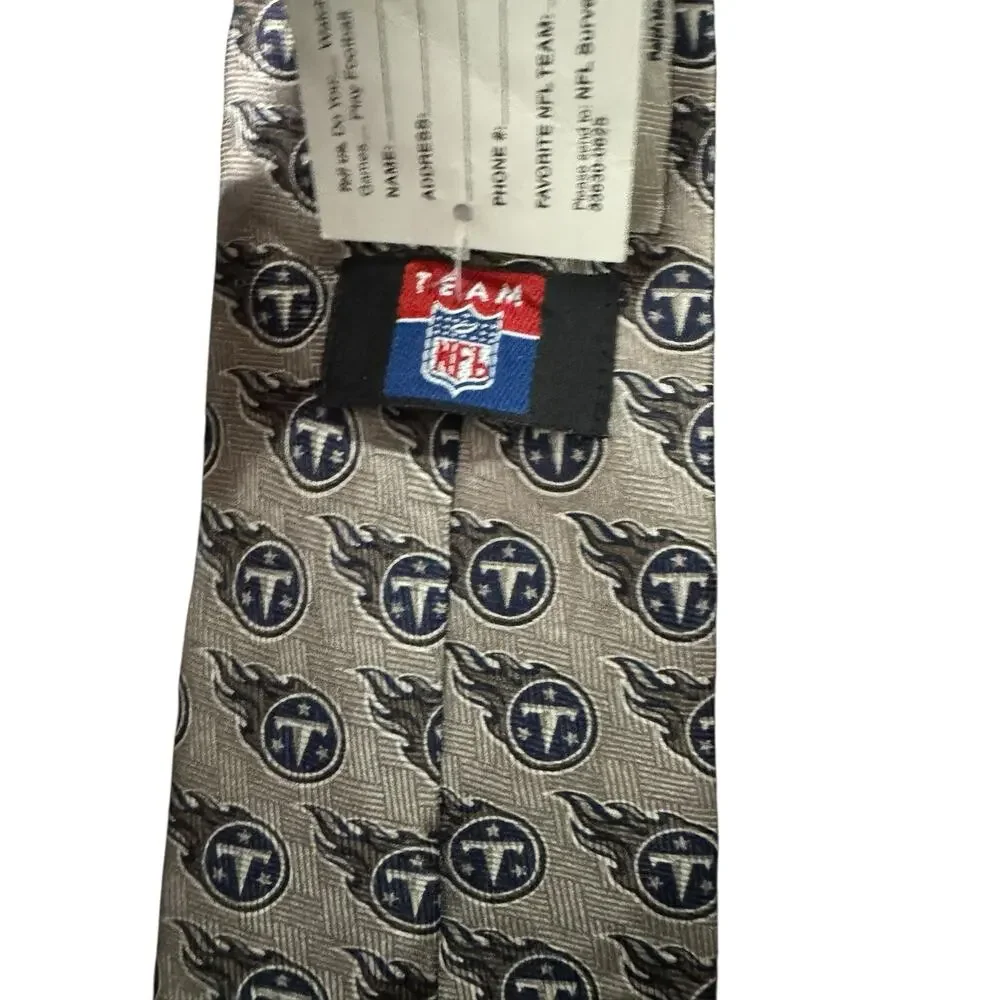 Team NFL Ralph Marlin Tennessee Titans Logo Football 2000 Vintage Necktie Silk
